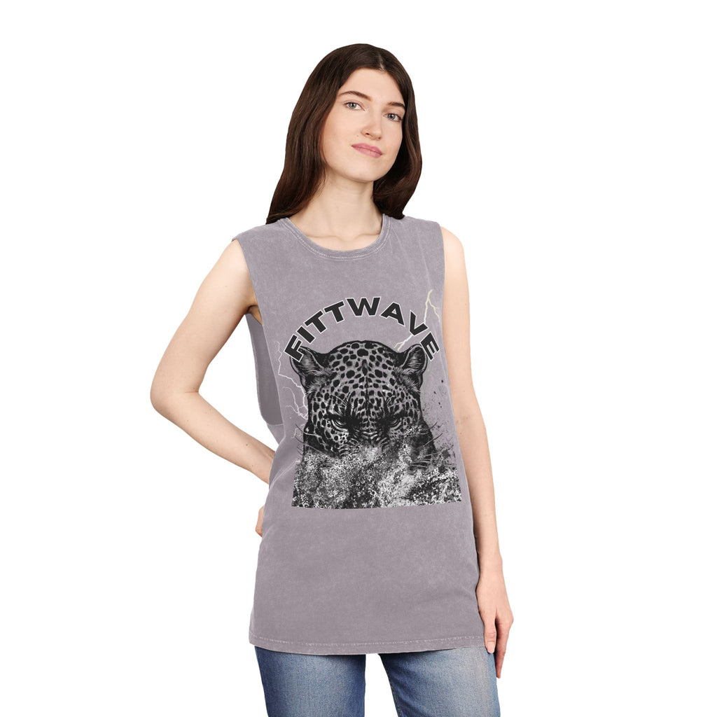 Fittwave- Cheetah Smoke Stonewash Tank Top, Fitted workout tank tops , Summer Outfit, Festival Apparel, Casual Wear, Fitness Tank, Fitted tank top crop