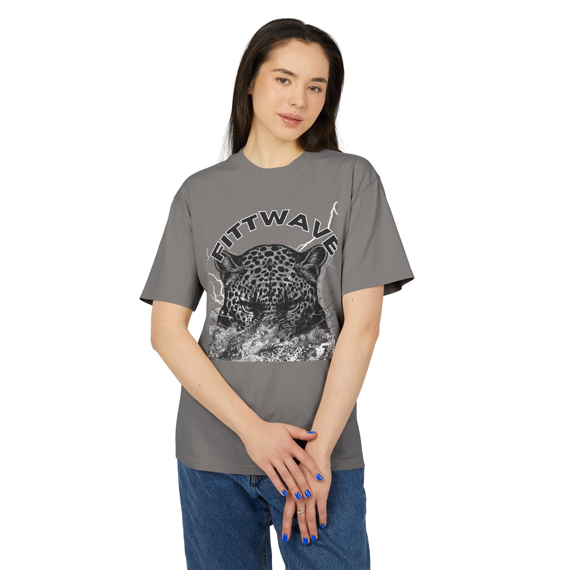 Fittwave- Faded Smoke Leopard Graphic Tee, Cool Casual Wear, Animal Print Shirt for Nature Lovers, Unique Gift for Gym Wear Relaxed Style Top