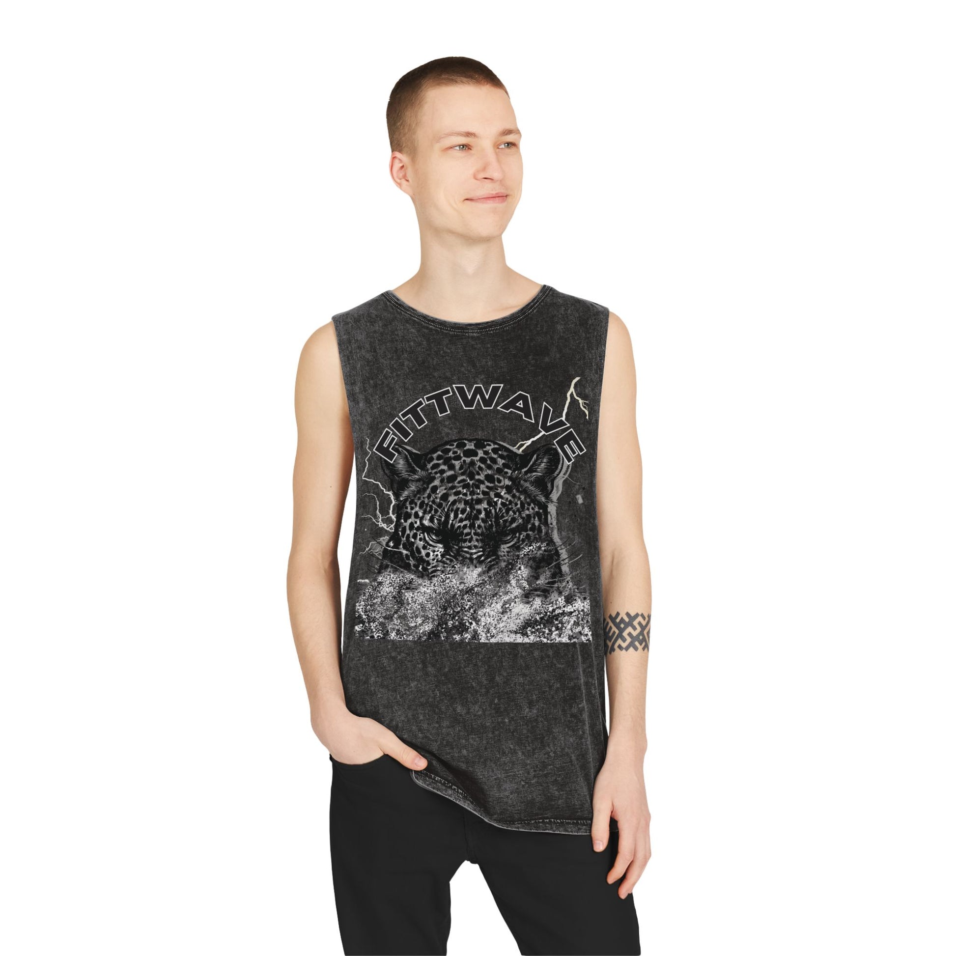 Fittwave- Cheetah Smoke Stonewash Tank Top, Fitted workout tank tops , Summer Outfit, Festival Apparel, Casual Wear, Fitness Tank, Fitted tank top crop