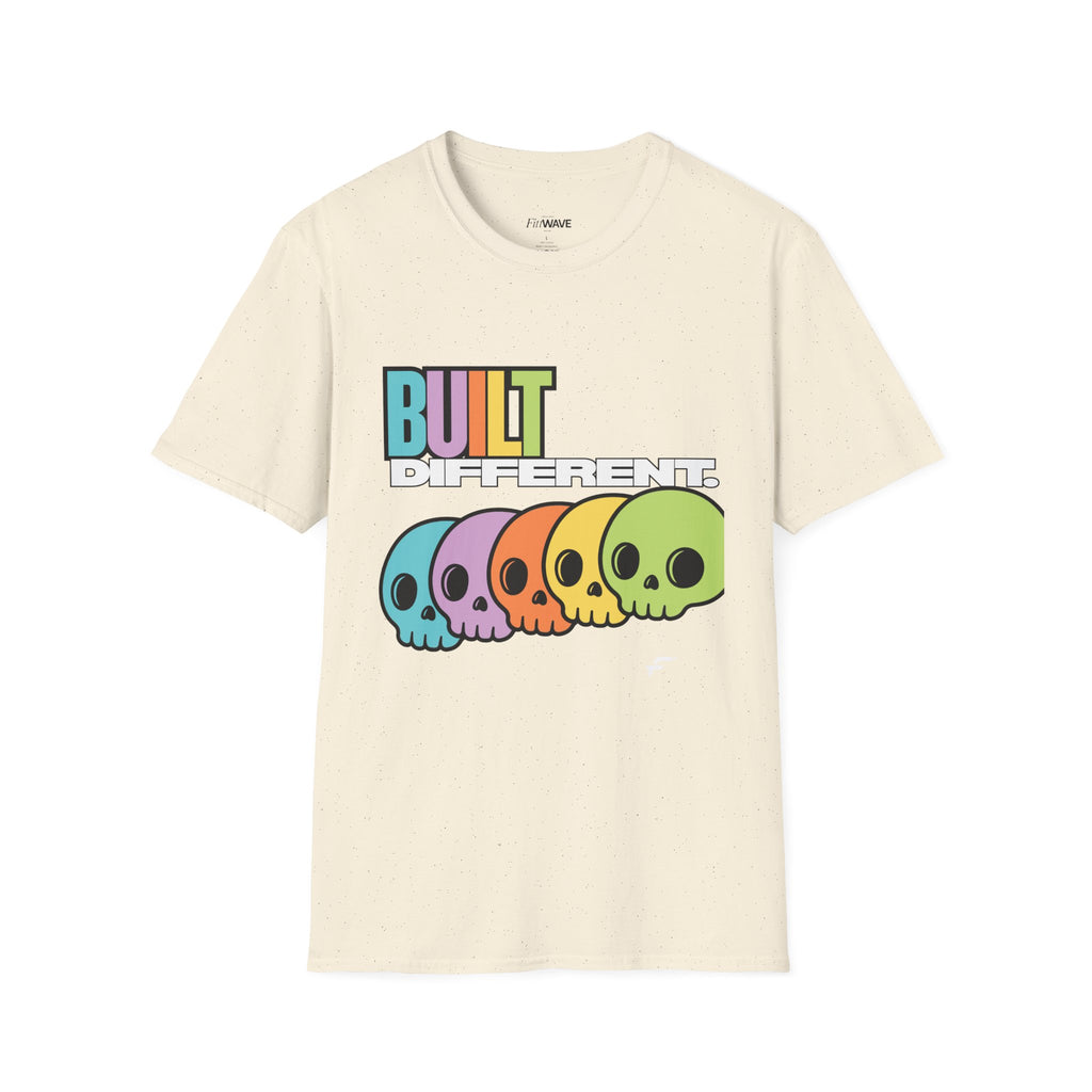 Pride "Built Different" Rainbow Skulls T-Shirt — Colorful Graphic Tee, by FITTWAVE