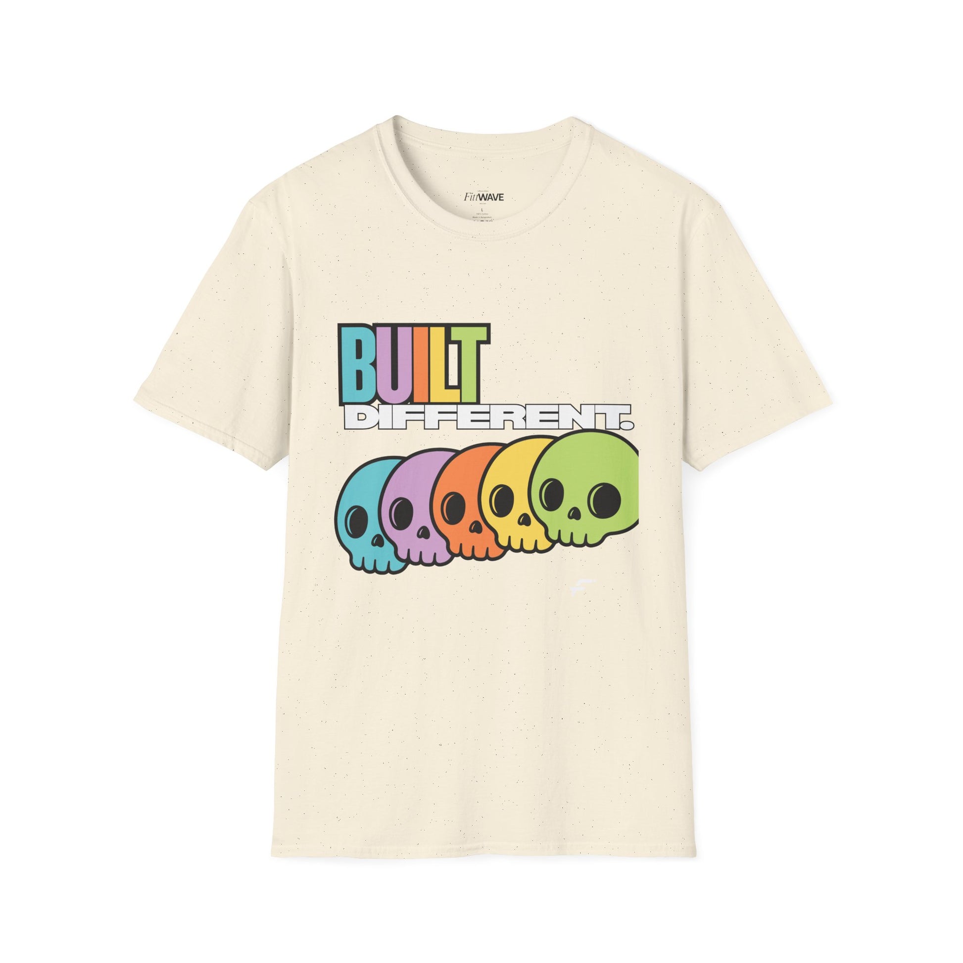 Pride "Built Different" Rainbow Skulls T-Shirt — Colorful Graphic Tee, by FITTWAVE