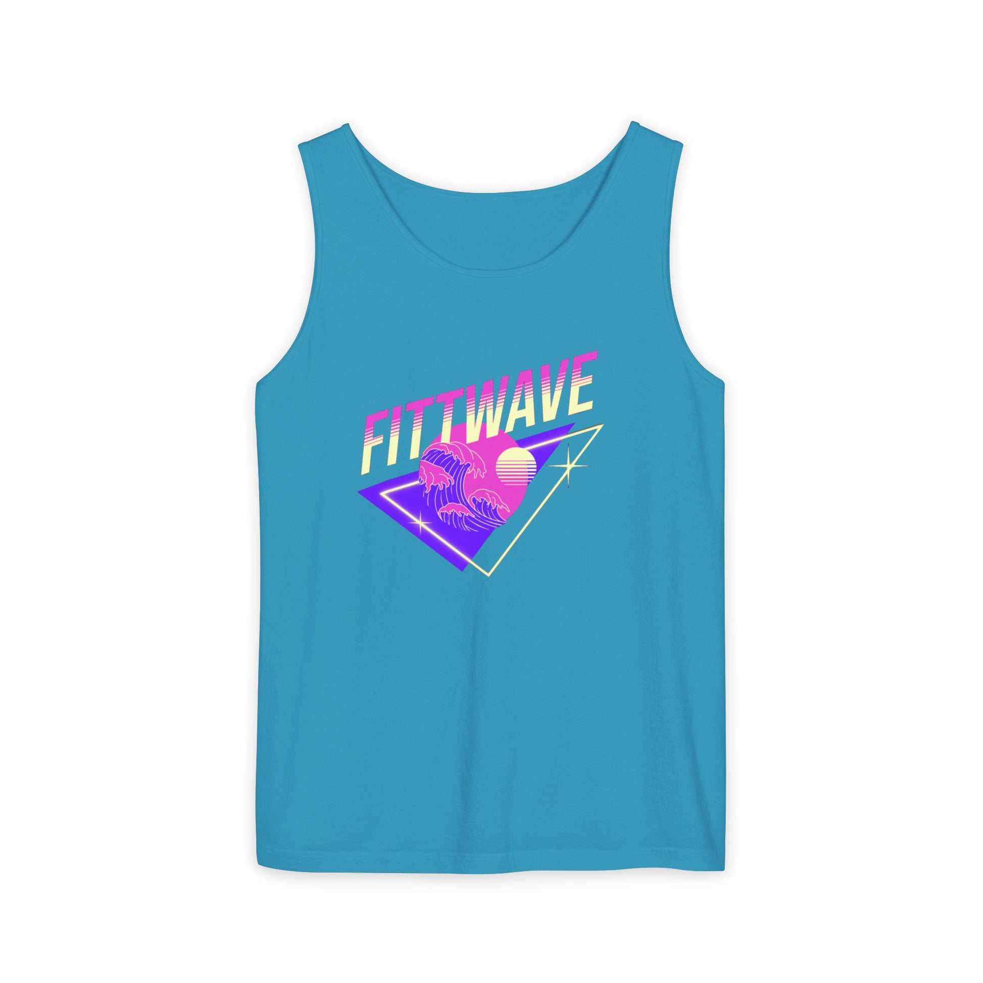 Fittwave Retro Vaporwave Tank Top — Uni-Sex 80s Sunset Palm Fitness Tee for Summer