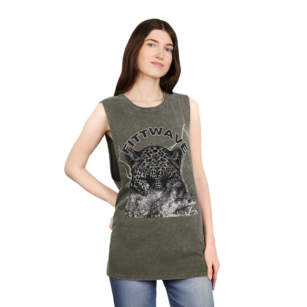 Fittwave- Cheetah Smoke Stonewash Tank Top, Fitted workout tank tops , Summer Outfit, Festival Apparel, Casual Wear, Fitness Tank, Fitted tank top crop