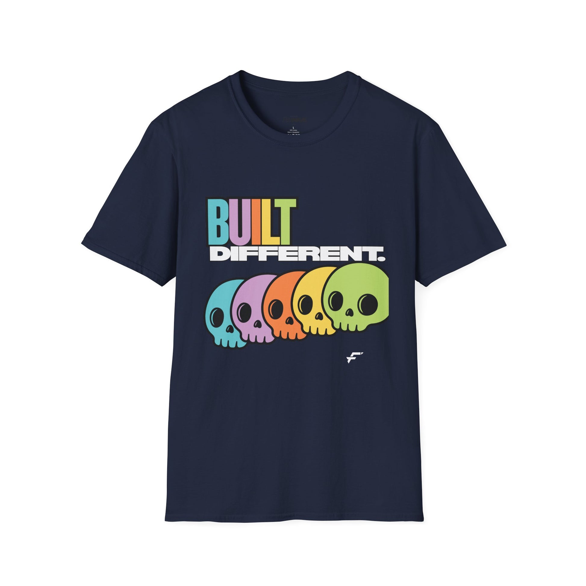 Pride "Built Different" Rainbow Skulls T-Shirt — Colorful Graphic Tee, by FITTWAVE