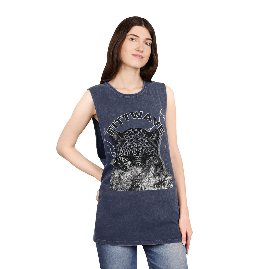Fittwave- Cheetah Smoke Stonewash Tank Top, Fitted workout tank tops , Summer Outfit, Festival Apparel, Casual Wear, Fitness Tank, Fitted tank top crop
