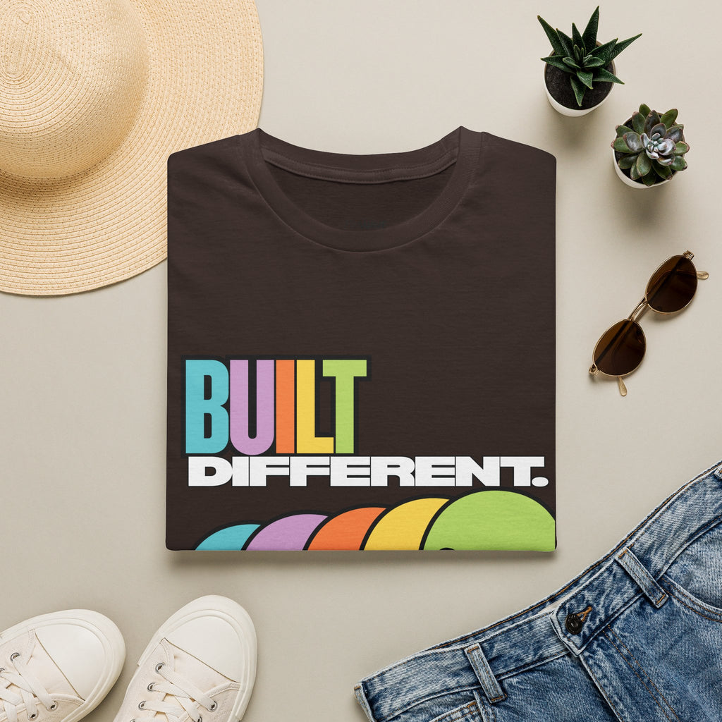 Pride "Built Different" Rainbow Skulls T-Shirt — Colorful Graphic Tee, by FITTWAVE