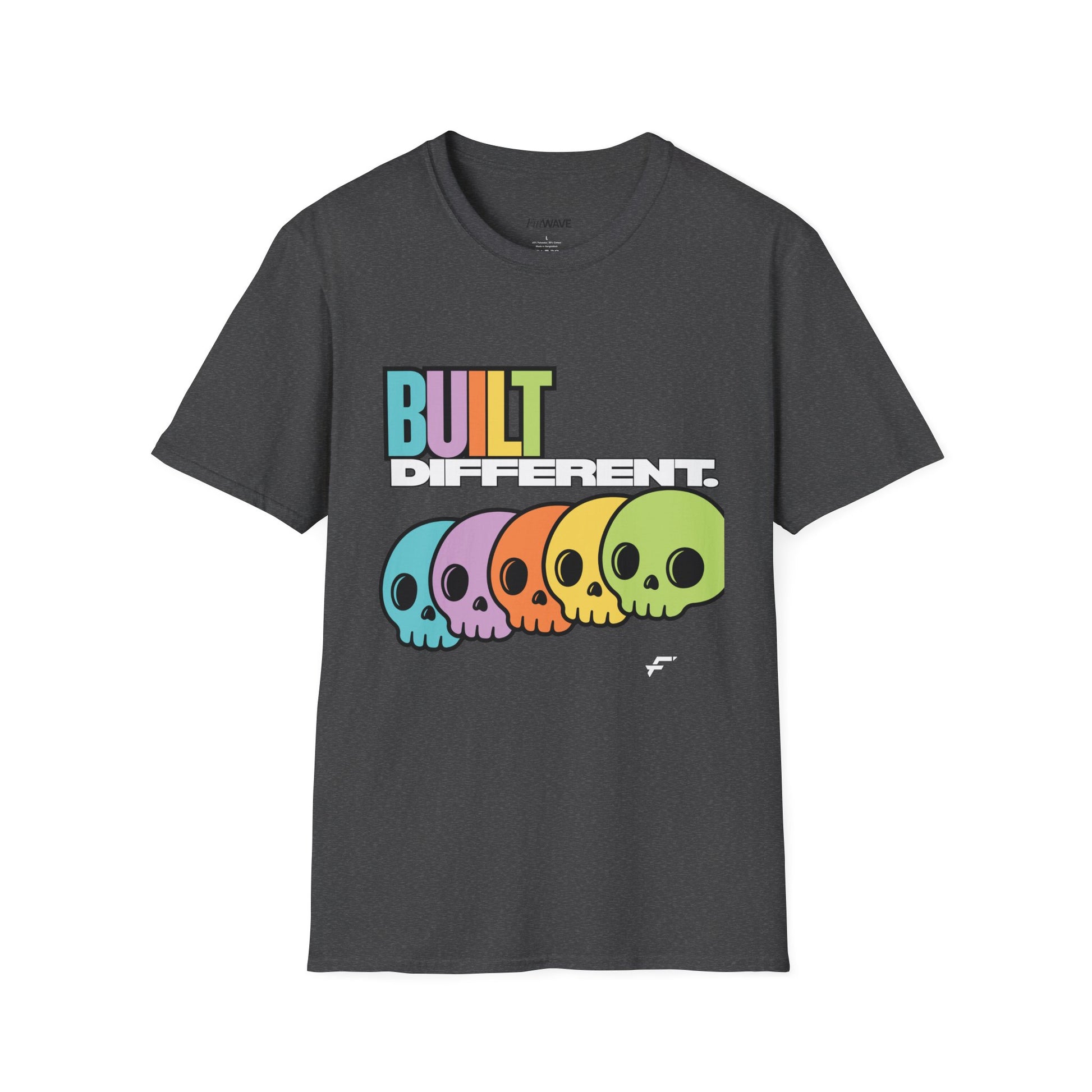 Pride "Built Different" Rainbow Skulls T-Shirt — Colorful Graphic Tee, by FITTWAVE