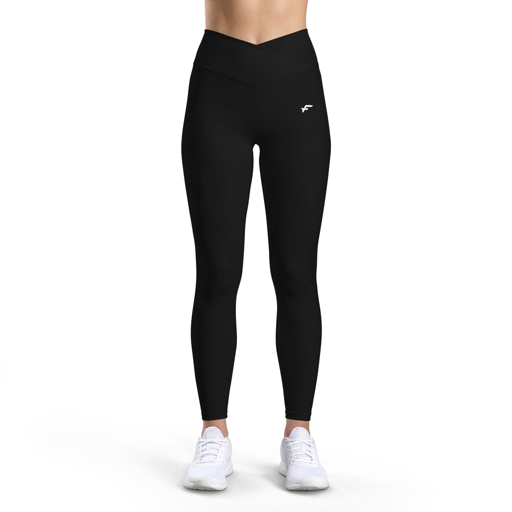 Black V-Waist Luxe Leggings — High-Rise Activewear for Women by FITTWAVE