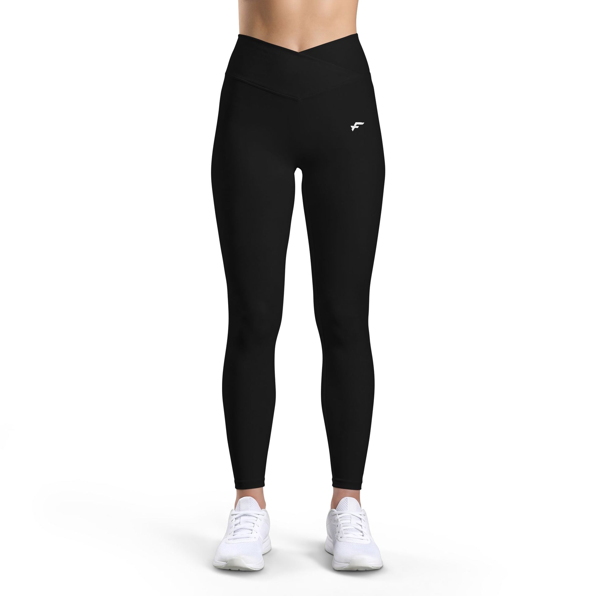 Black V-Waist Luxe Leggings — High-Rise Activewear for Women by FITTWAVE