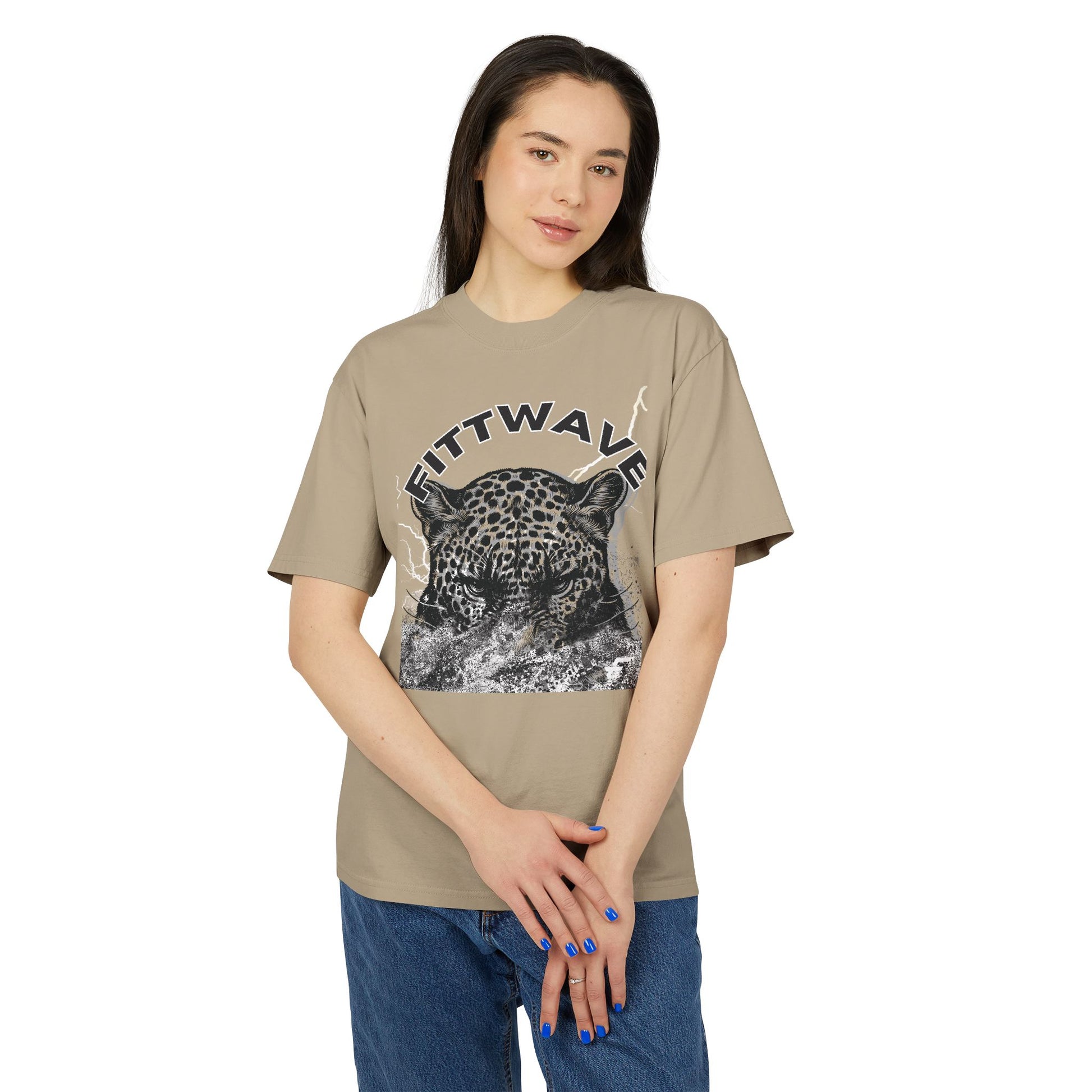 Fittwave- Faded Smoke Leopard Graphic Tee, Cool Casual Wear, Animal Print Shirt for Nature Lovers, Unique Gift for Gym Wear Relaxed Style Top