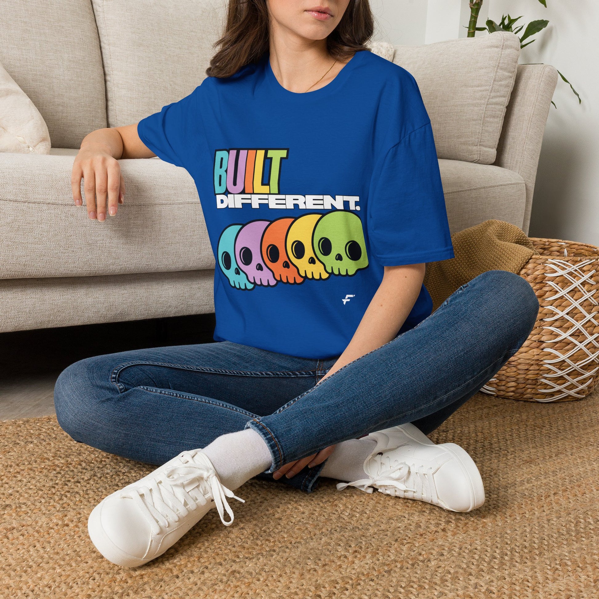 Pride "Built Different" Rainbow Skulls T-Shirt — Colorful Graphic Tee, by FITTWAVE