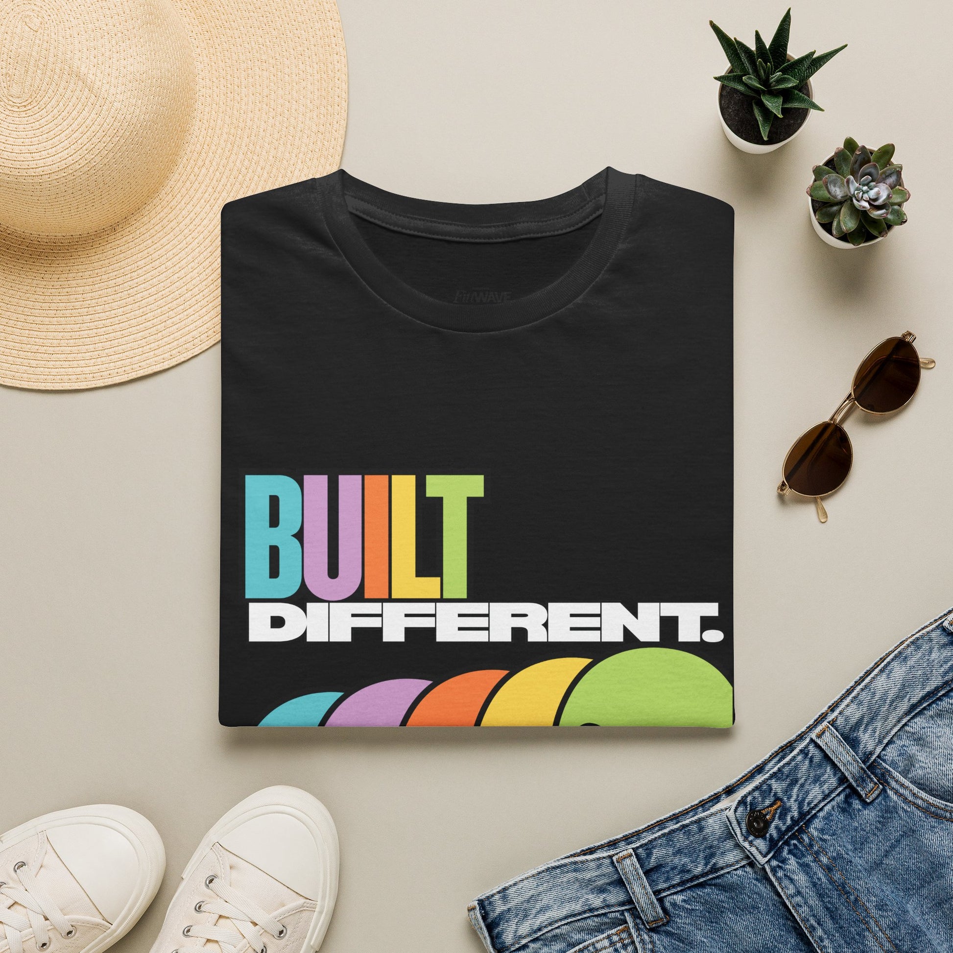 Pride "Built Different" Rainbow Skulls T-Shirt — Colorful Graphic Tee, by FITTWAVE