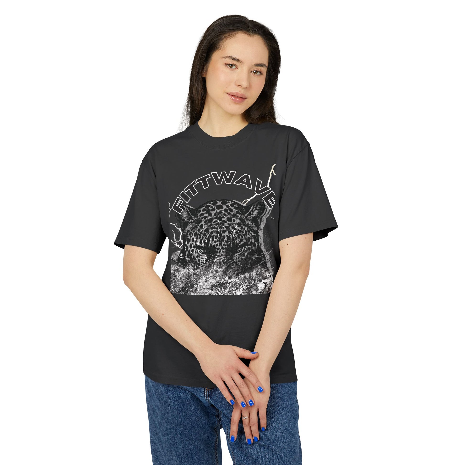 Fittwave- Faded Smoke Leopard Graphic Tee, Cool Casual Wear, Animal Print Shirt for Nature Lovers, Unique Gift for Gym Wear Relaxed Style Top
