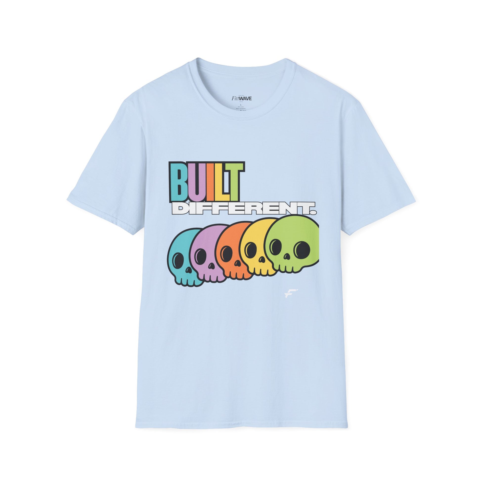 Pride "Built Different" Rainbow Skulls T-Shirt — Colorful Graphic Tee, by FITTWAVE