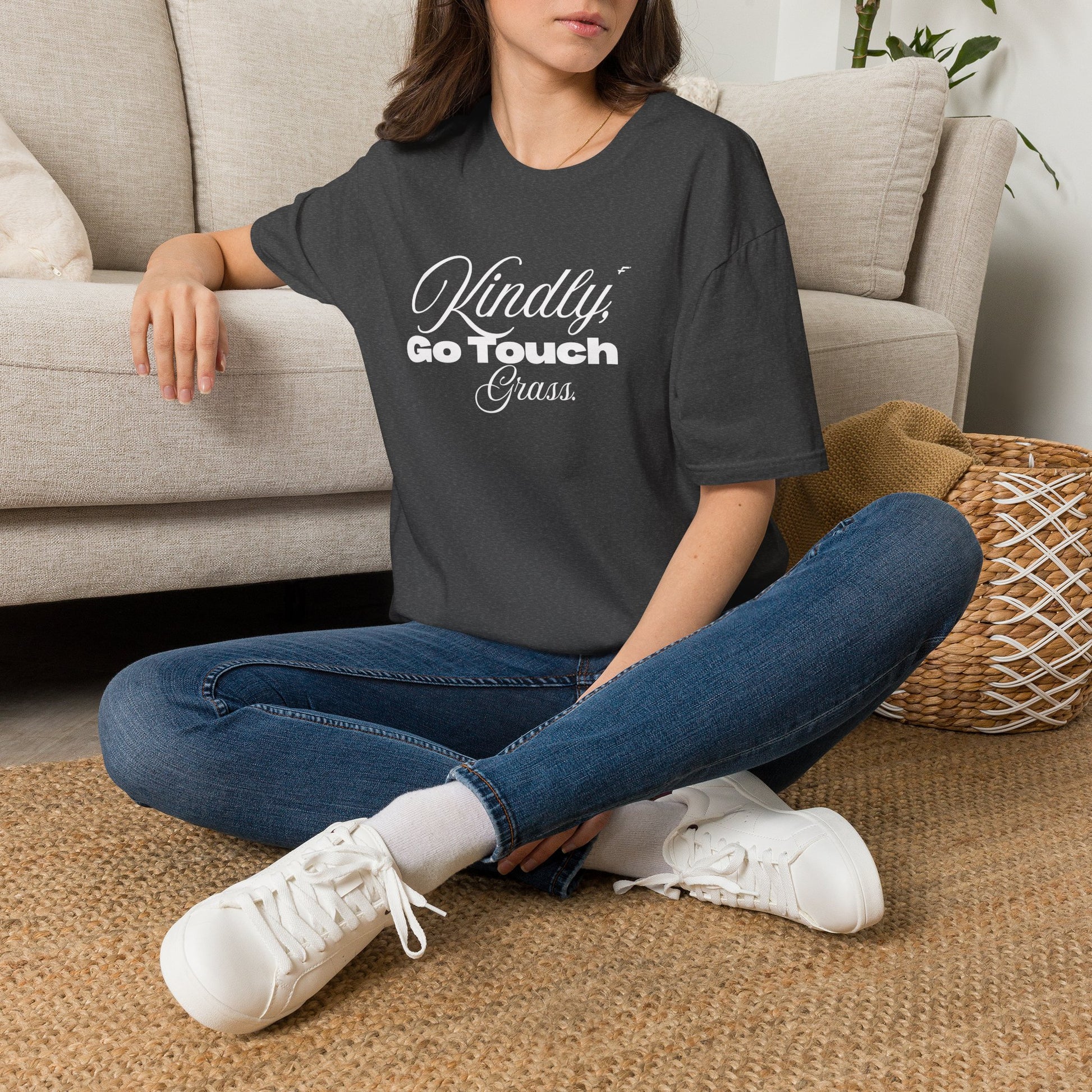 Kindly Go Touch Grass T-Shirt — Funny Relaxation Tee for Him or Her