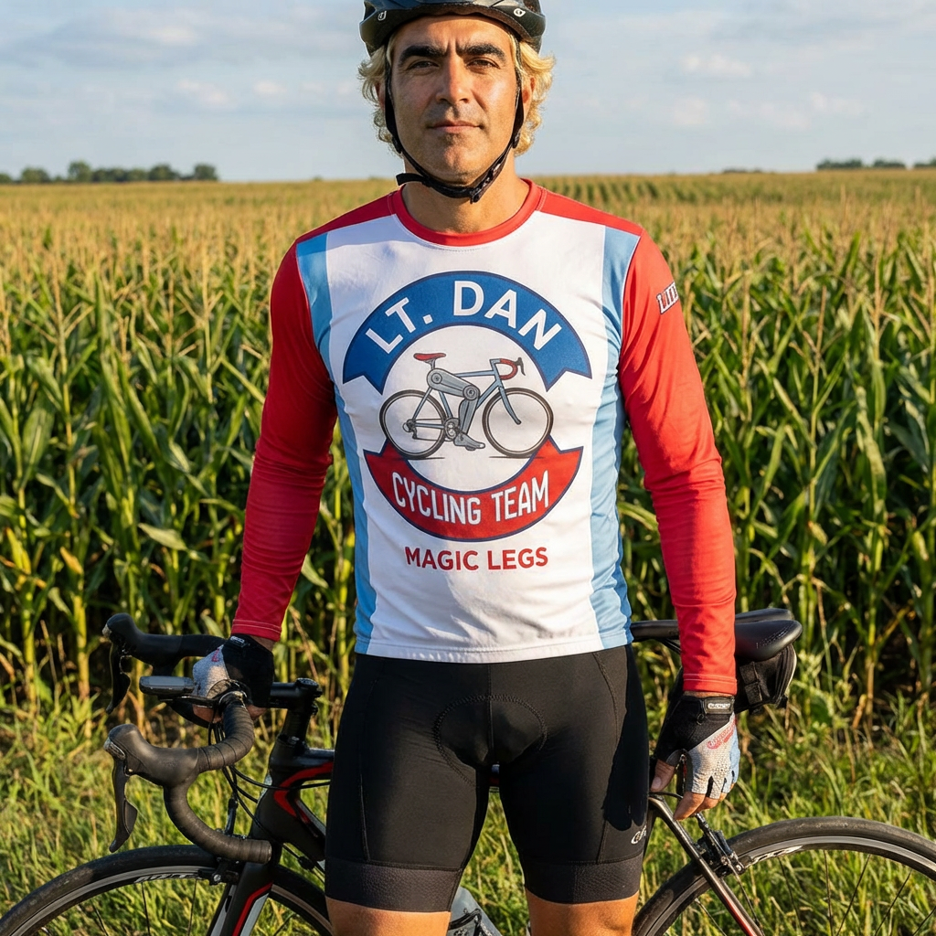 RAGBRAI LIII- Team Lt. DAN- Long Sleeve Lightweight Cycling Jersey Long Sleeve  — "Lt. Dan Cycling Co. Magic Legs" Long Sleeve UV Protection Shirt