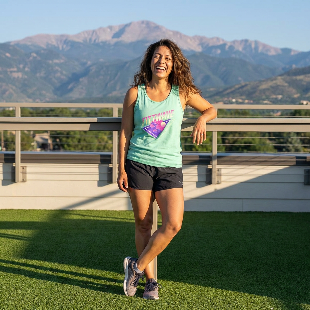 Fittwave Retro Vaporwave Tank Top — Uni-Sex 80s Sunset Palm Fitness Tee for Summer