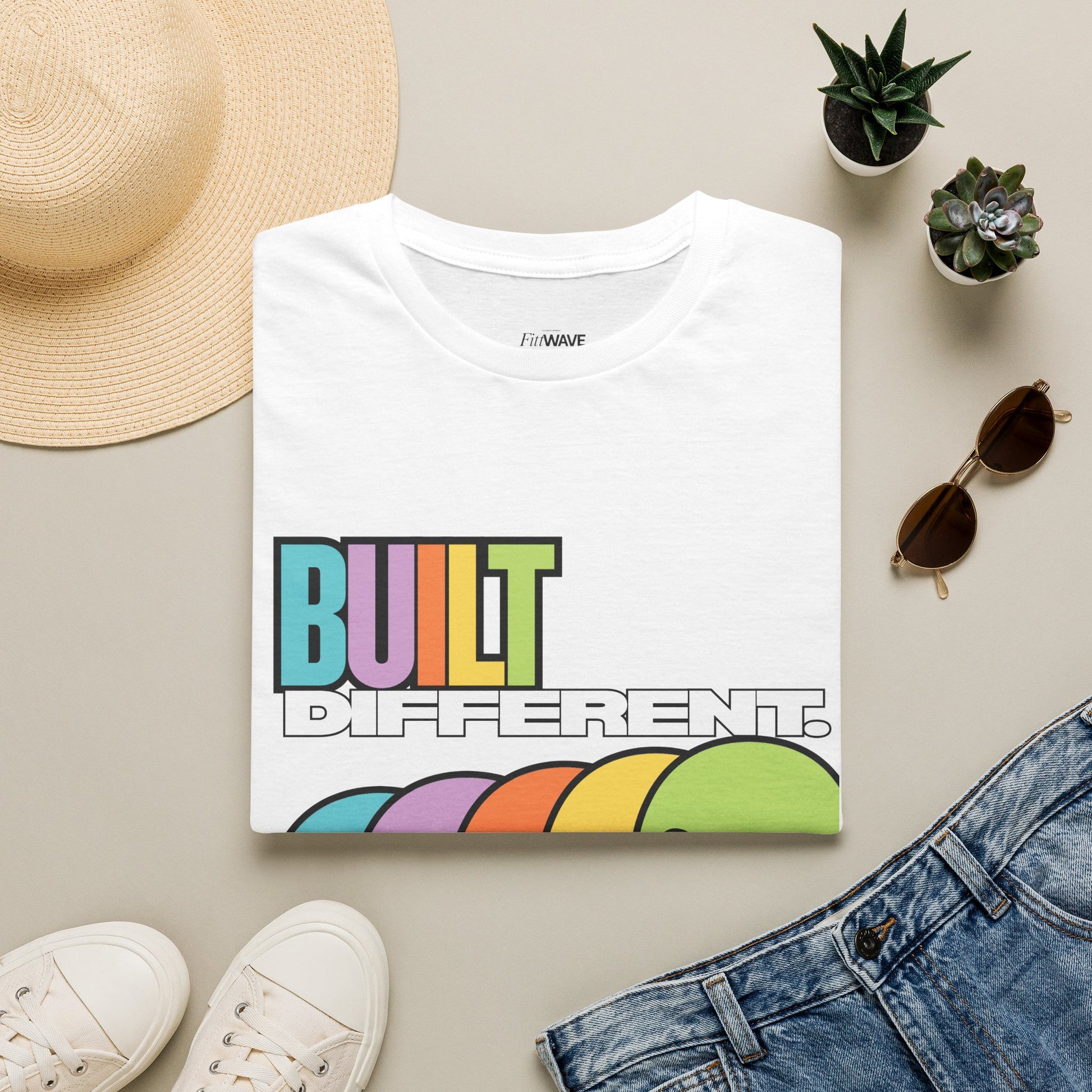 Pride "Built Different" Rainbow Skulls T-Shirt — Colorful Graphic Tee, by FITTWAVE