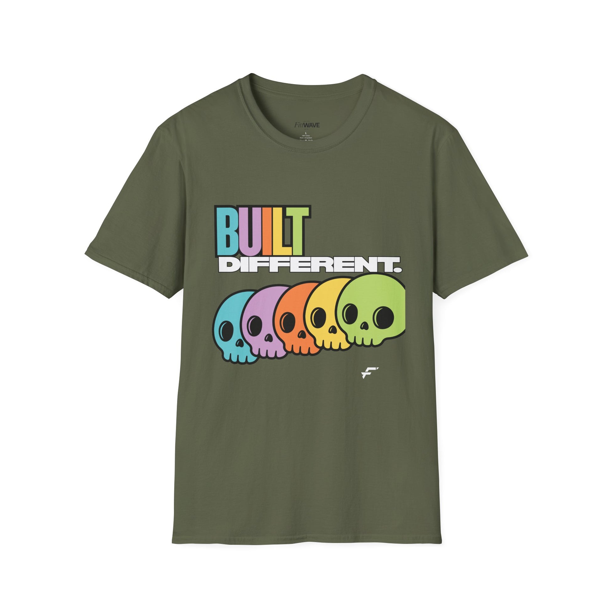 Pride "Built Different" Rainbow Skulls T-Shirt — Colorful Graphic Tee, by FITTWAVE