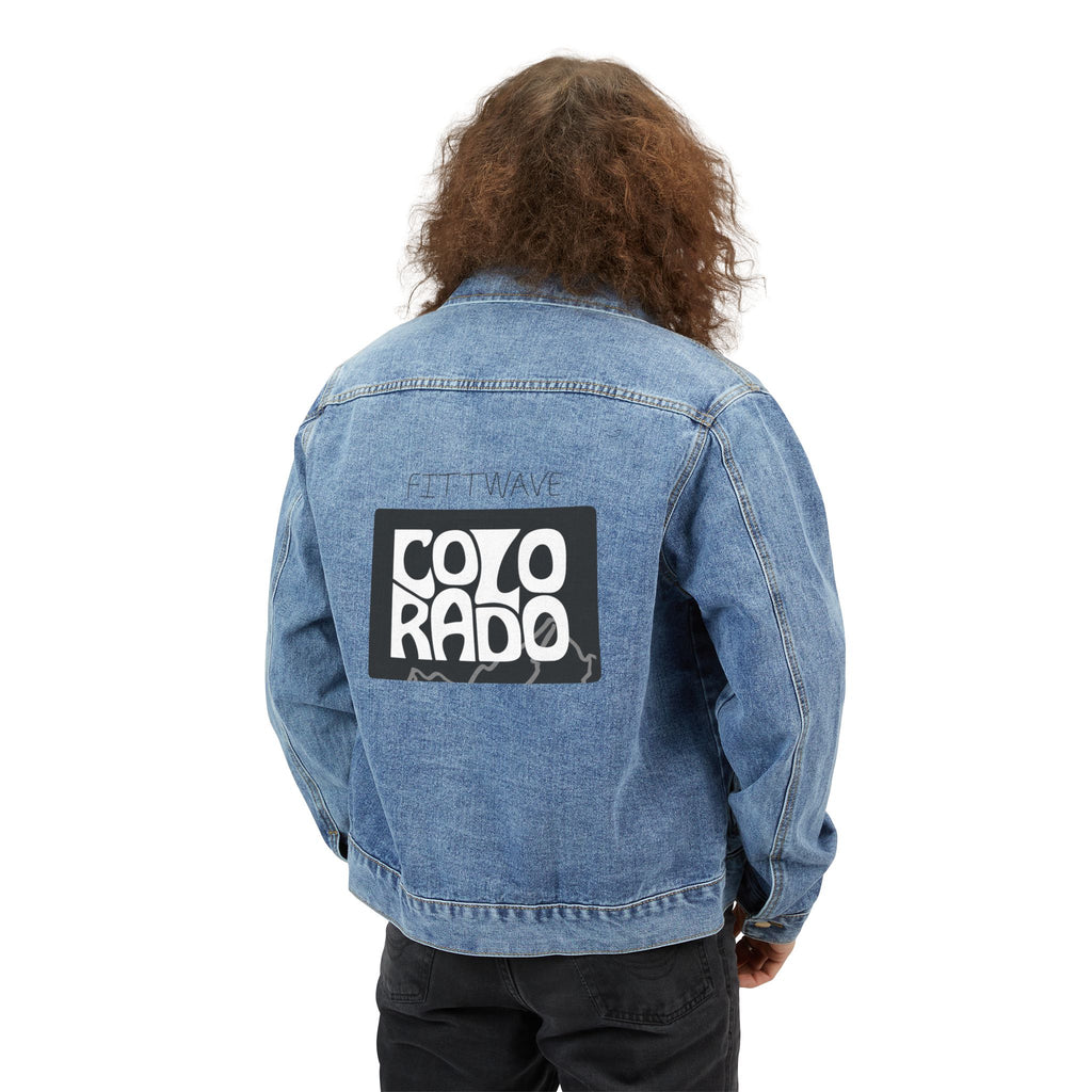 Colorado Springs Graphic Denim Jacket — Unisex Retro State Patch Colorado Denim Jacket