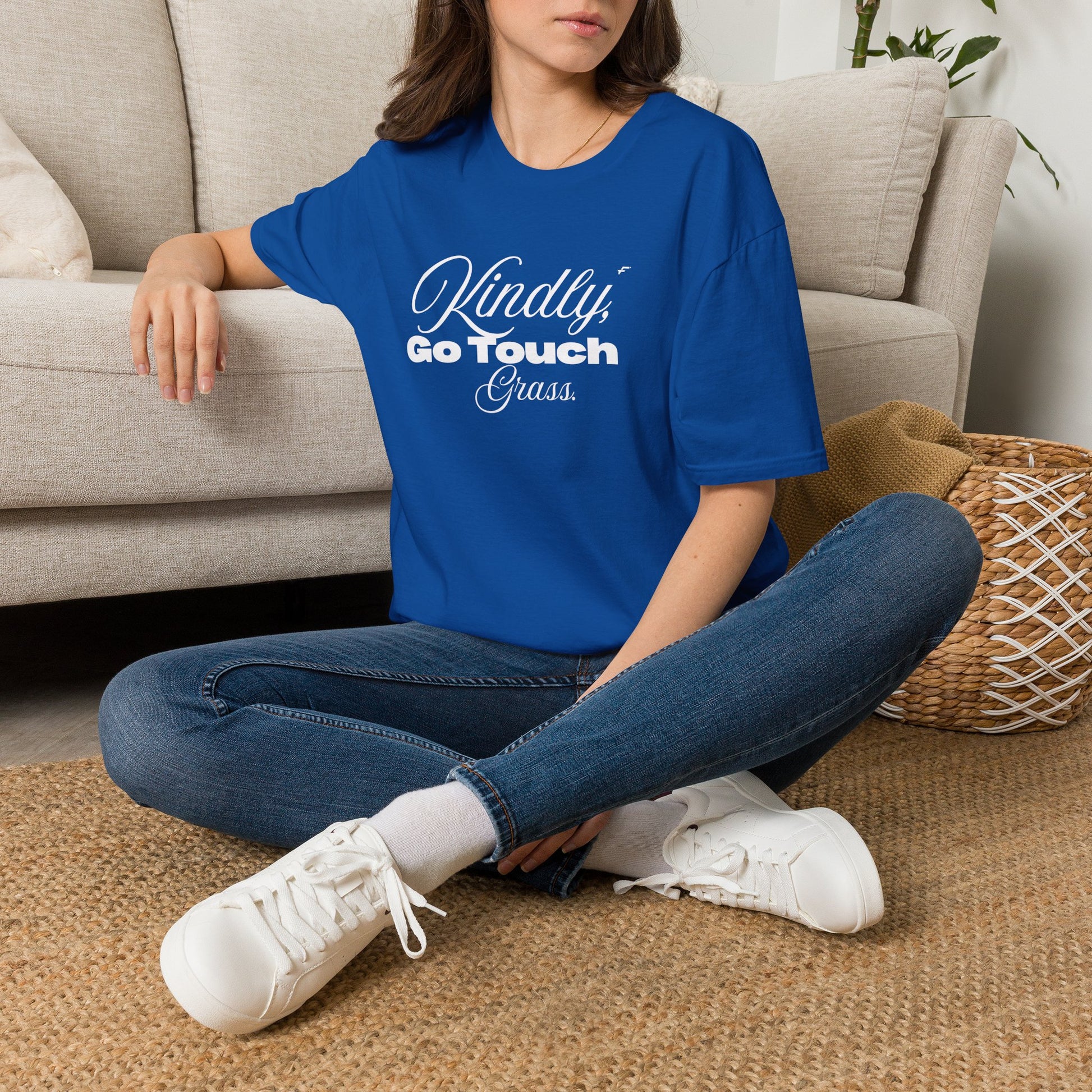 Kindly Go Touch Grass T-Shirt — Funny Relaxation Tee for Him or Her