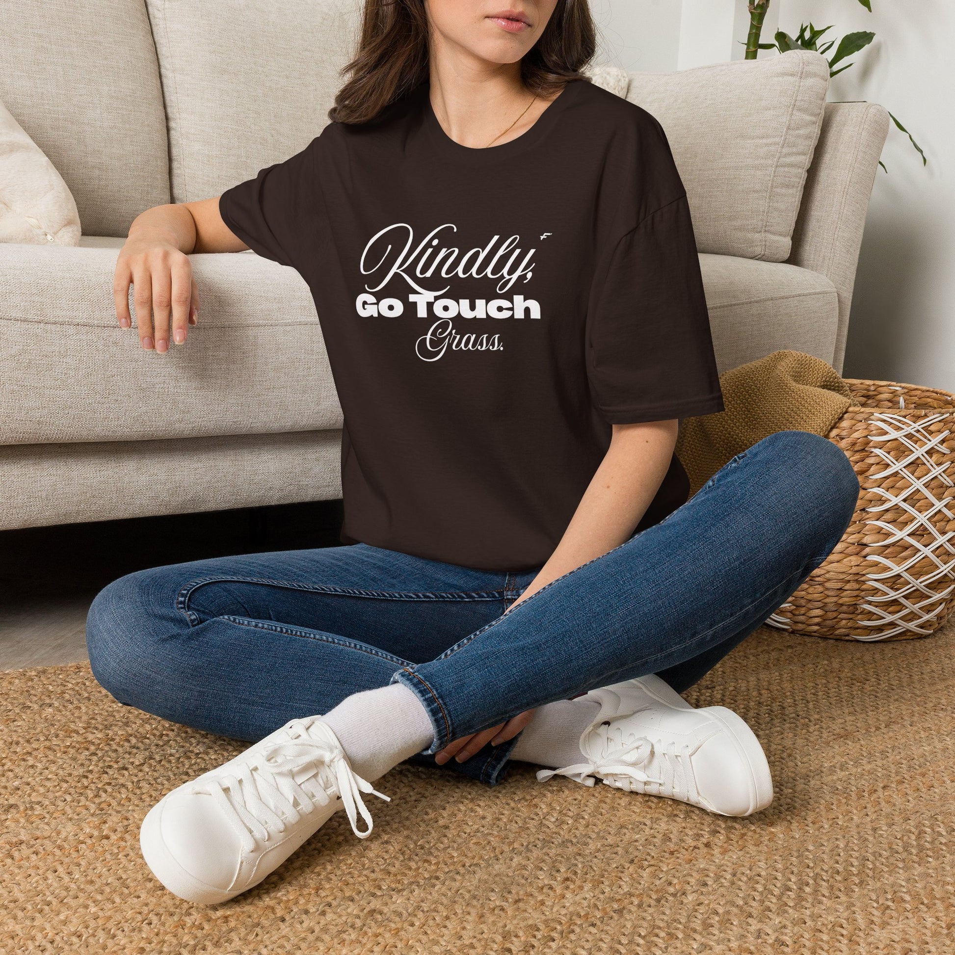 Kindly Go Touch Grass T-Shirt — Funny Relaxation Tee for Him or Her