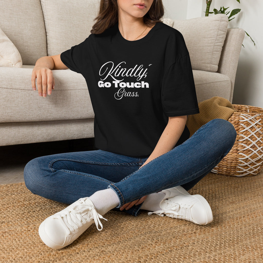 Kindly Go Touch Grass T-Shirt — Funny Relaxation Tee for Him or Her