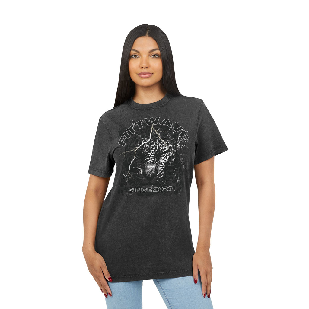 Fittwave- Rock Inspired Acid Washed Graphic Tee, Vintage Style Acid Washed Shirt, For Workouts, Unisex Fashion Shirt, Summer Streetwear