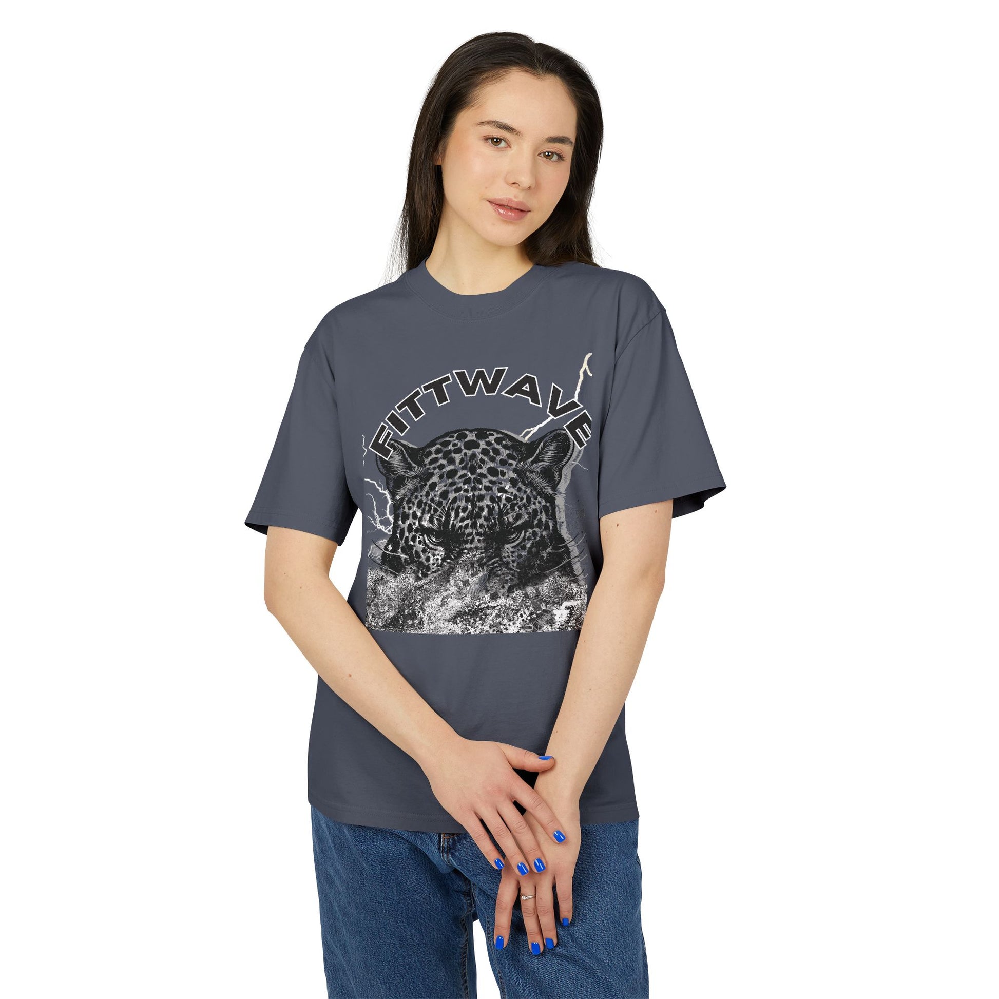 Fittwave- Faded Smoke Leopard Graphic Tee, Cool Casual Wear, Animal Print Shirt for Nature Lovers, Unique Gift for Gym Wear Relaxed Style Top